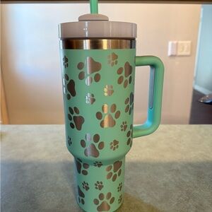 Paw Print Tumbler with Straw
